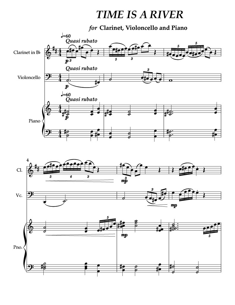 TIME IS A RIVER (for Clarinet, Violoncello and Piano)